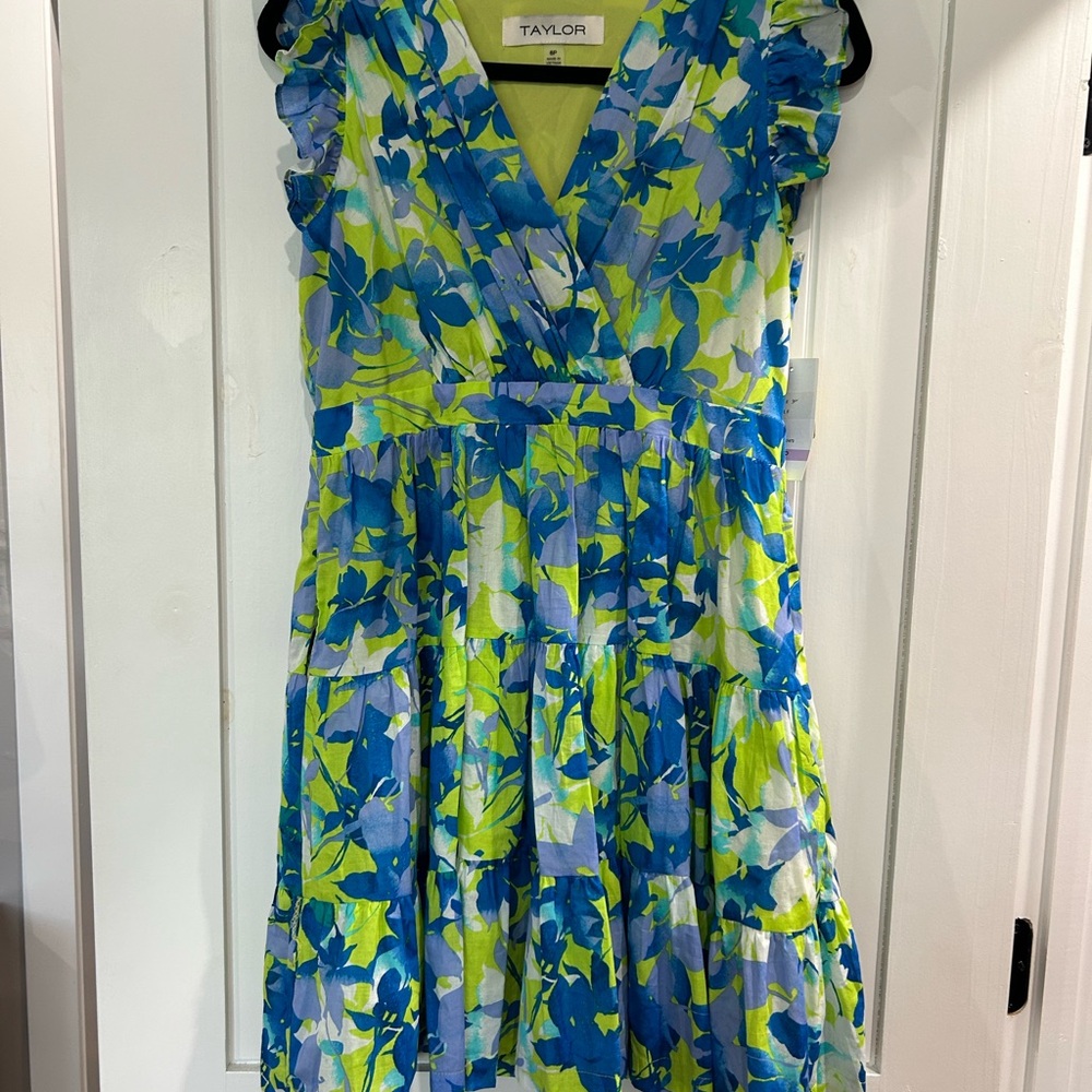Taylor Floral Mini Dress in Blue and Green - Picture 2 of 5